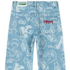 بنطلون بنات دينيم بالشعار باللون الأزرق, 1, hi-res